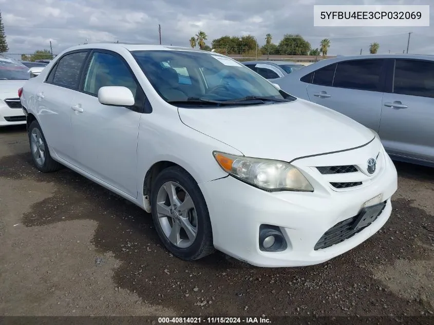 2012 Toyota Corolla Le VIN: 5YFBU4EE3CP032069 Lot: 40814021