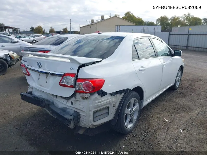 2012 Toyota Corolla Le VIN: 5YFBU4EE3CP032069 Lot: 40814021