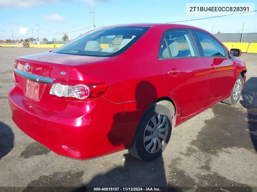 2012 Toyota Corolla Le VIN: 2T1BU4EE0CC828391 Lot: 40819107