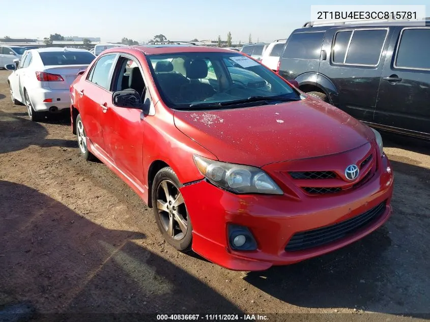 2012 Toyota Corolla S VIN: 2T1BU4EE3CC815781 Lot: 40836667