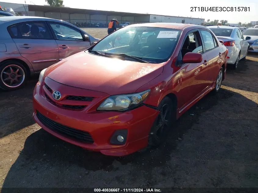 2012 Toyota Corolla S VIN: 2T1BU4EE3CC815781 Lot: 40836667