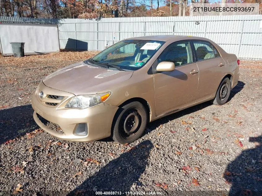 2012 Toyota Corolla Le VIN: 2T1BU4EE8CC893697 Lot: 40859713