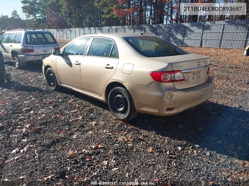 2012 Toyota Corolla Le VIN: 2T1BU4EE8CC893697 Lot: 40859713