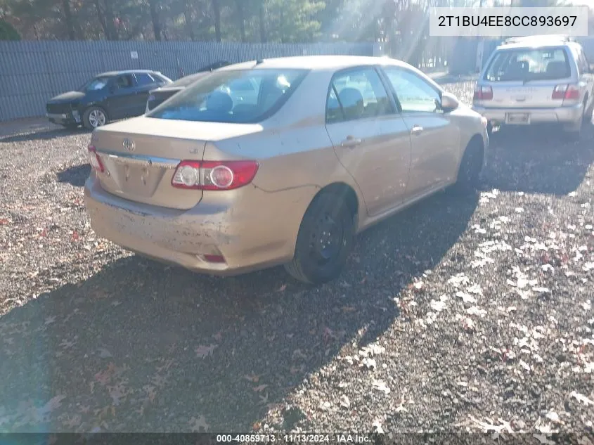 2012 Toyota Corolla Le VIN: 2T1BU4EE8CC893697 Lot: 40859713