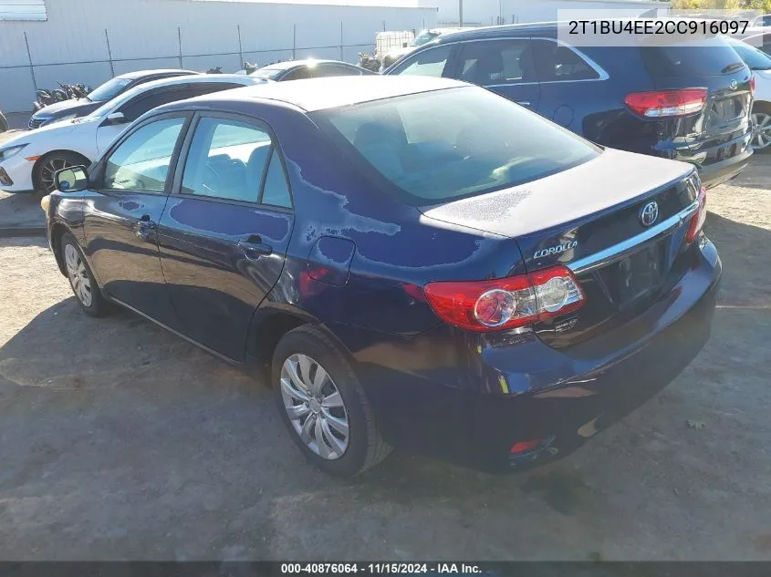 2012 Toyota Corolla Le VIN: 2T1BU4EE2CC916097 Lot: 40876064