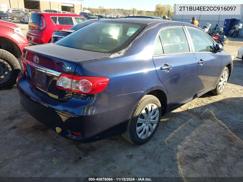 2012 Toyota Corolla Le VIN: 2T1BU4EE2CC916097 Lot: 40876064