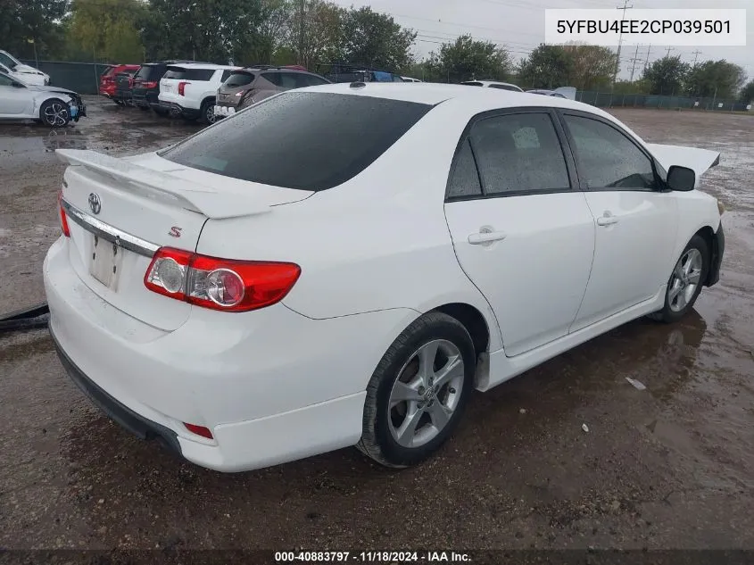 2012 Toyota Corolla S VIN: 5YFBU4EE2CP039501 Lot: 40883797