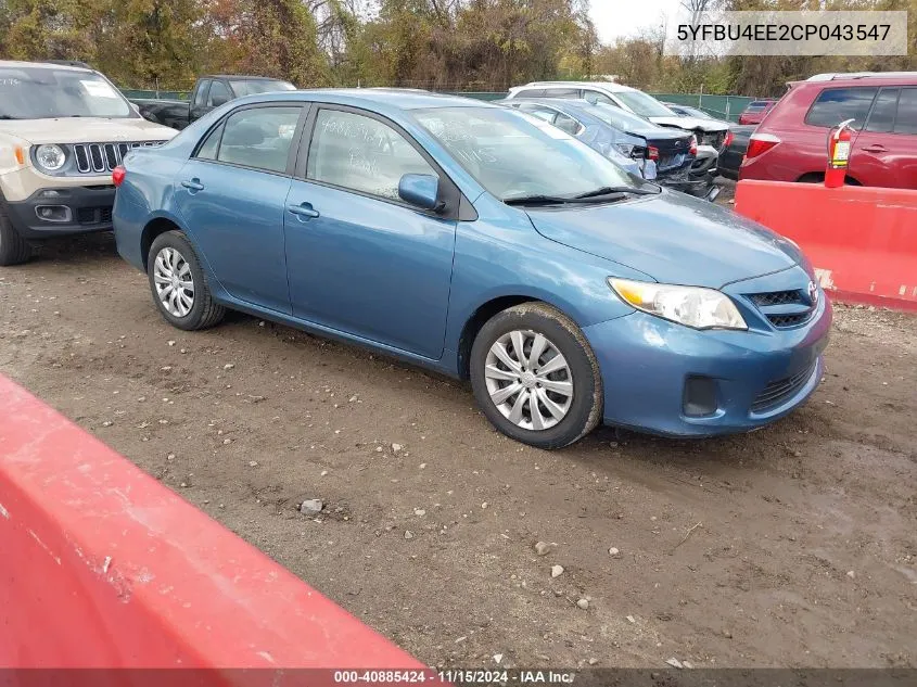 2012 Toyota Corolla Le VIN: 5YFBU4EE2CP043547 Lot: 40885424