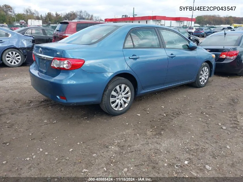 2012 Toyota Corolla Le VIN: 5YFBU4EE2CP043547 Lot: 40885424