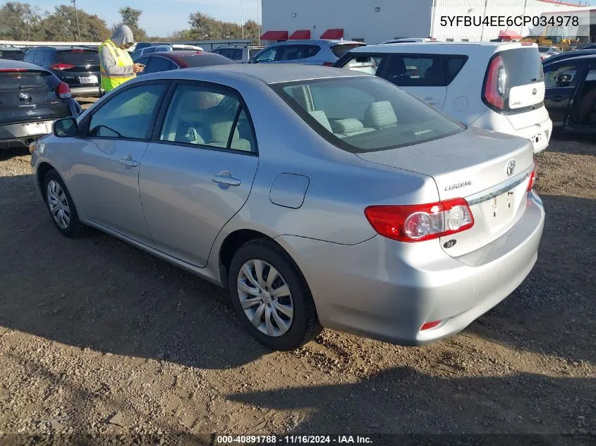 2012 Toyota Corolla Le VIN: 5YFBU4EE6CP034978 Lot: 40891788