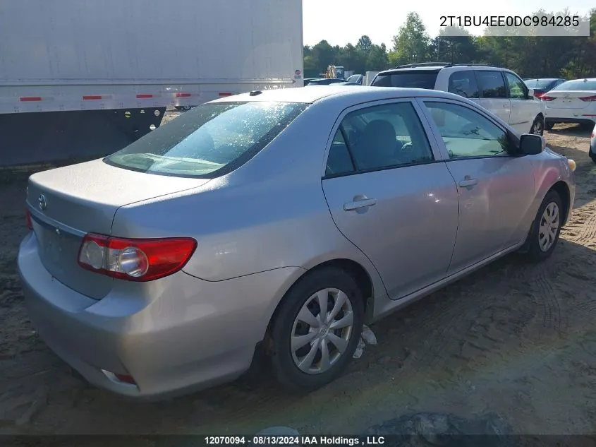 2013 Toyota Corolla Ce VIN: 2T1BU4EE0DC984285 Lot: 12070094