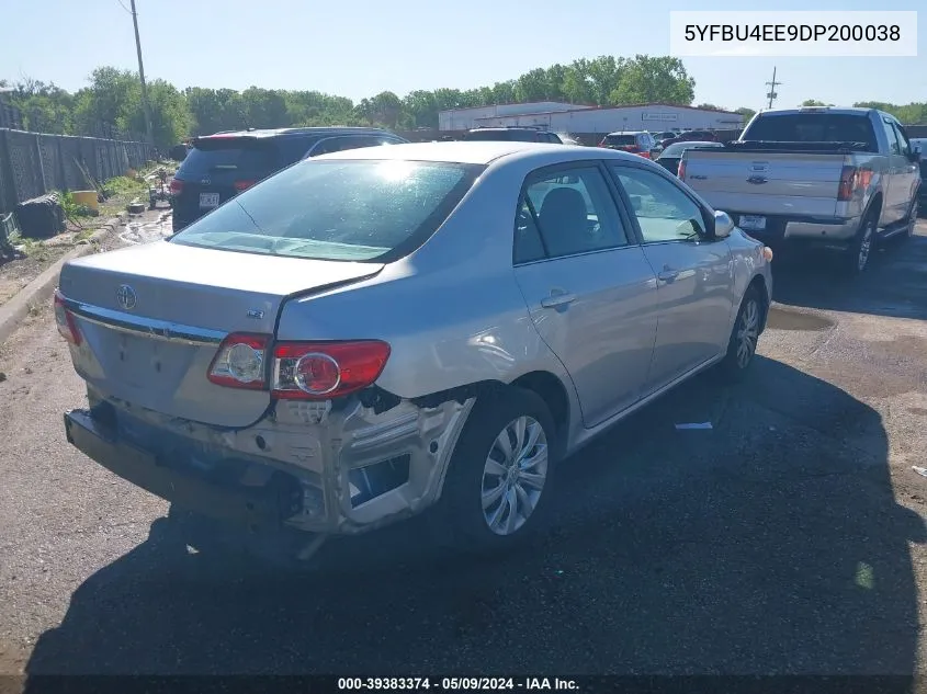 2013 Toyota Corolla Le VIN: 5YFBU4EE9DP200038 Lot: 39383374