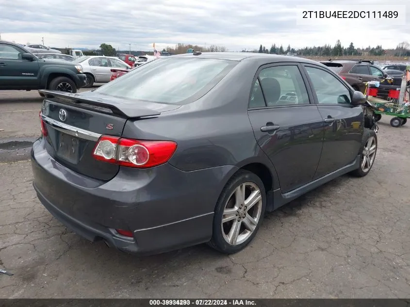 2013 Toyota Corolla S VIN: 2T1BU4EE2DC111489 Lot: 39934293