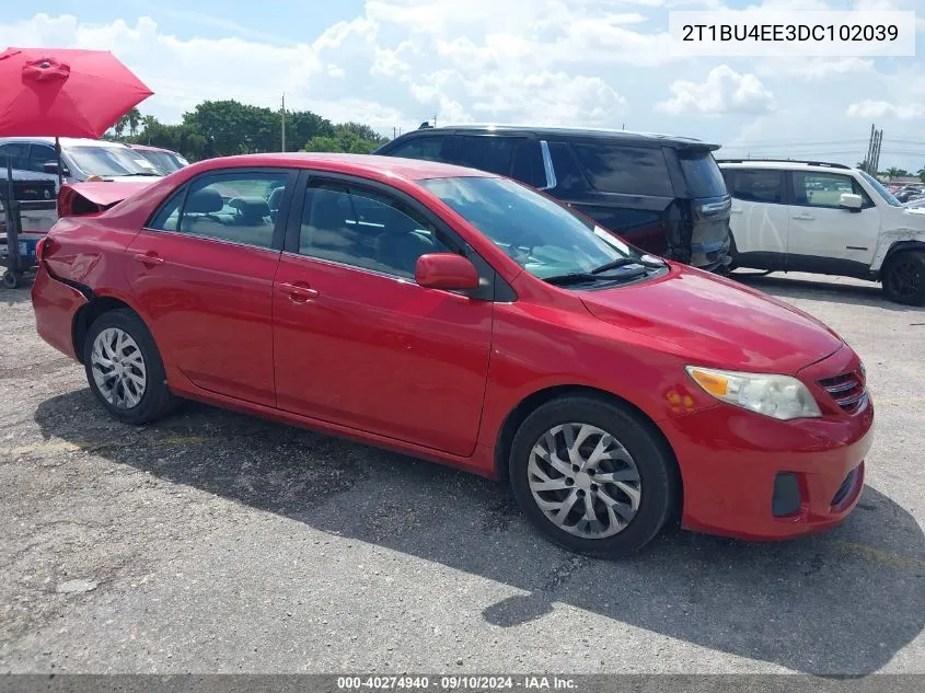 2013 Toyota Corolla S/Le VIN: 2T1BU4EE3DC102039 Lot: 40274940