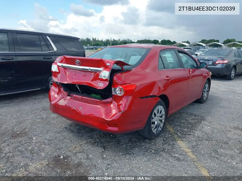 2013 Toyota Corolla S/Le VIN: 2T1BU4EE3DC102039 Lot: 40274940