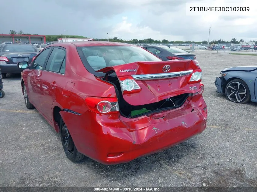 2013 Toyota Corolla S/Le VIN: 2T1BU4EE3DC102039 Lot: 40274940