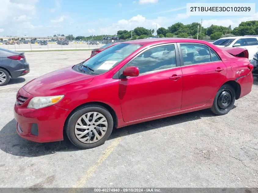 2013 Toyota Corolla S/Le VIN: 2T1BU4EE3DC102039 Lot: 40274940