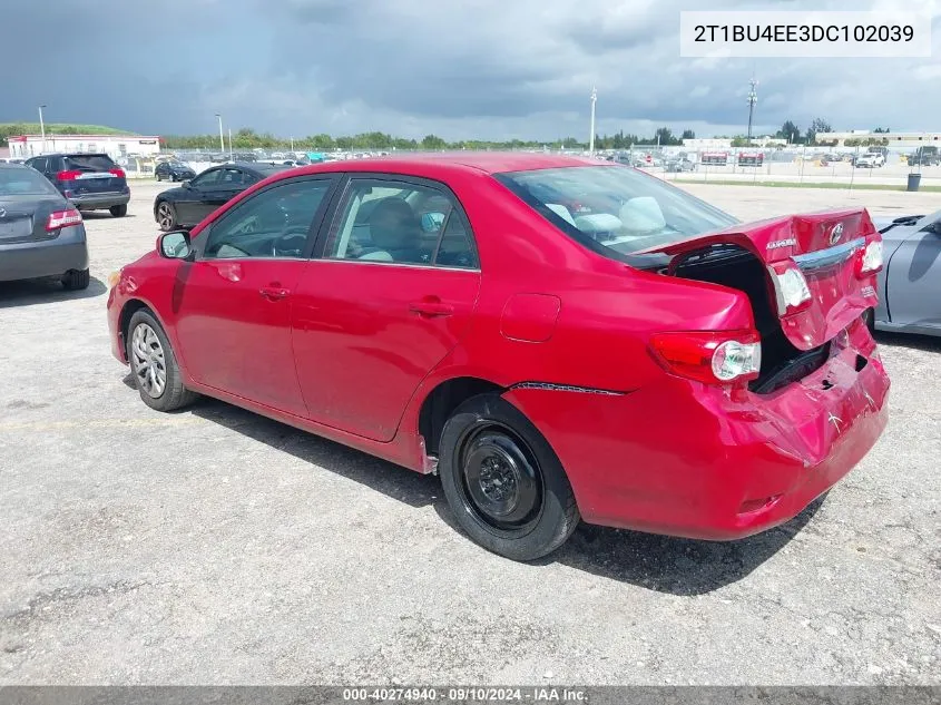 2013 Toyota Corolla S/Le VIN: 2T1BU4EE3DC102039 Lot: 40274940