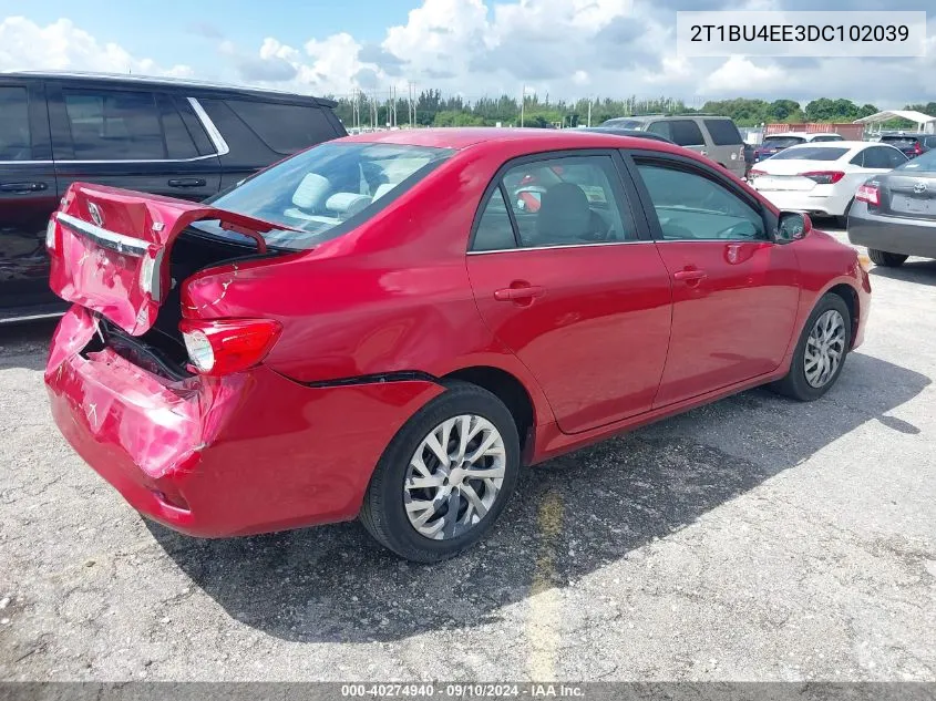 2013 Toyota Corolla S/Le VIN: 2T1BU4EE3DC102039 Lot: 40274940