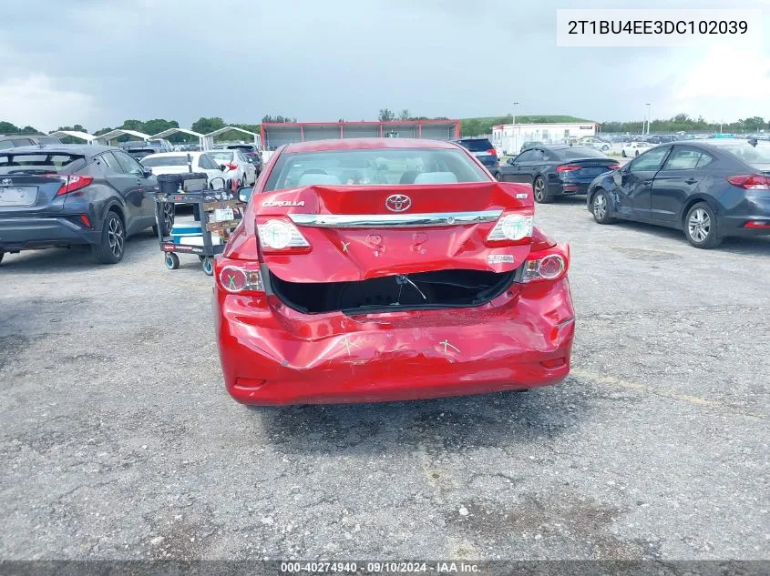 2013 Toyota Corolla S/Le VIN: 2T1BU4EE3DC102039 Lot: 40274940