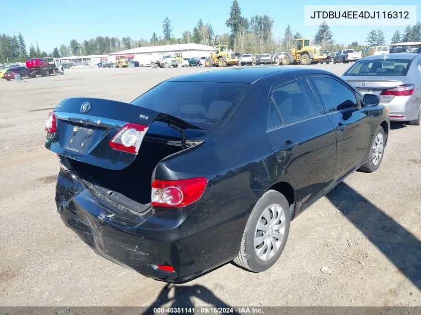 2013 Toyota Corolla Le VIN: JTDBU4EE4DJ116312 Lot: 40351141