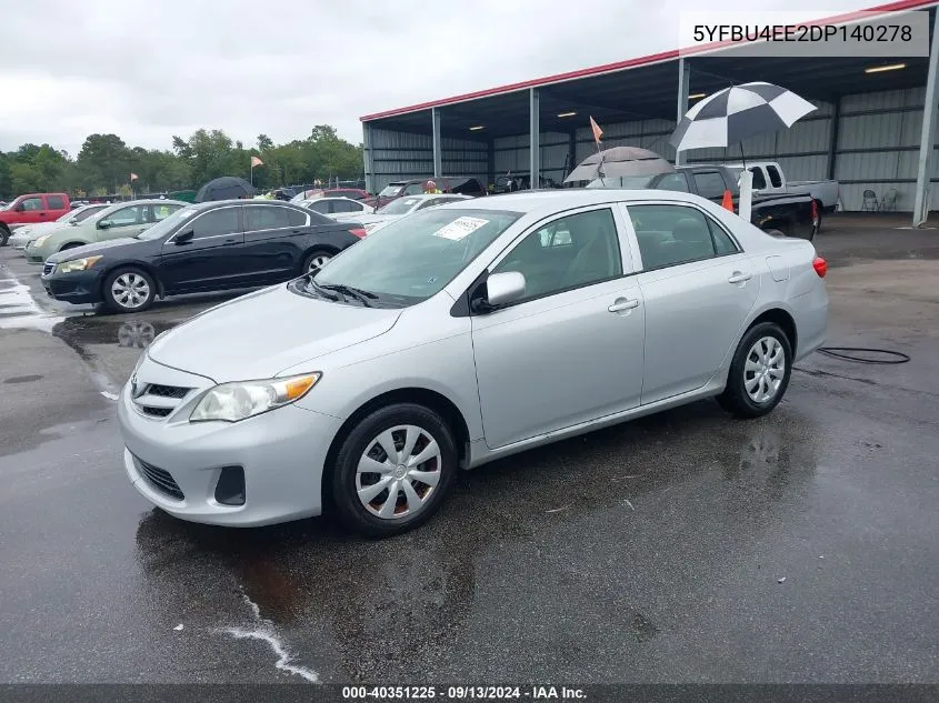 2013 Toyota Corolla L VIN: 5YFBU4EE2DP140278 Lot: 40351225