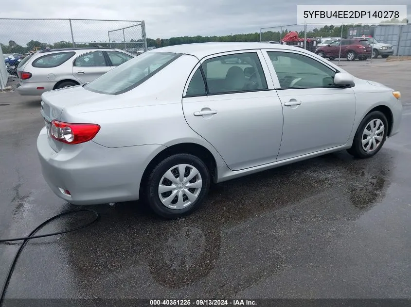 5YFBU4EE2DP140278 2013 Toyota Corolla L