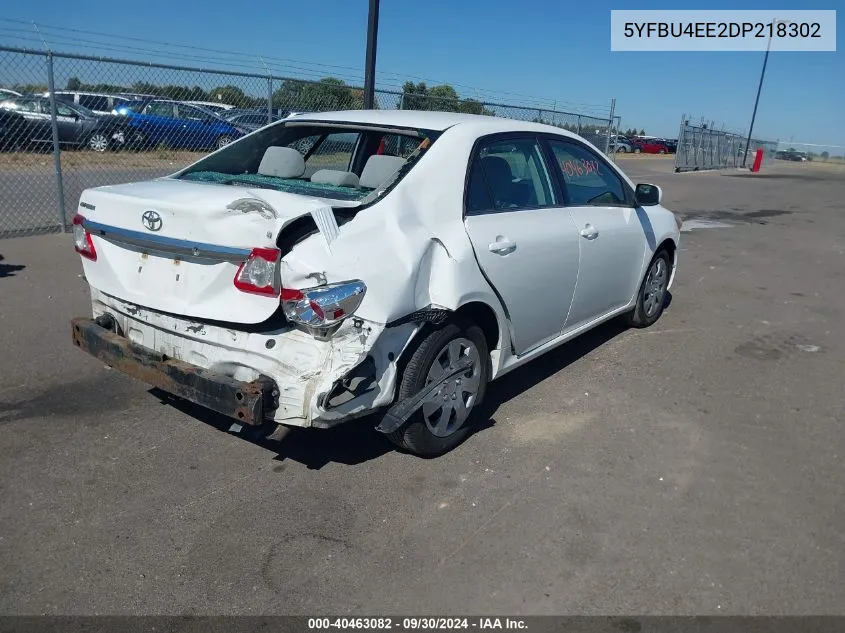 2013 Toyota Corolla Le VIN: 5YFBU4EE2DP218302 Lot: 40463082