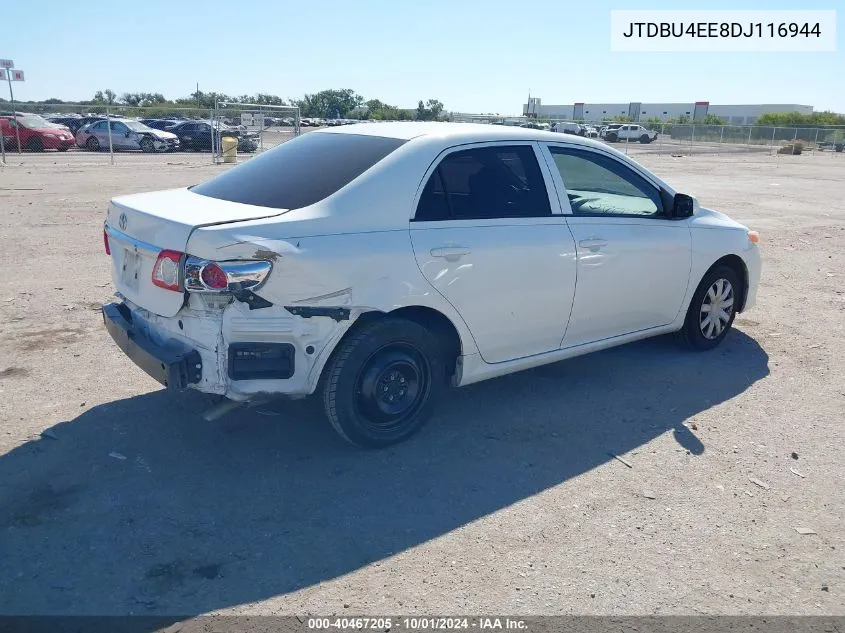 2013 Toyota Corolla L VIN: JTDBU4EE8DJ116944 Lot: 40467205