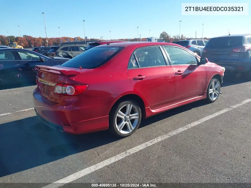 2013 Toyota Corolla S VIN: 2T1BU4EE0DC035321 Lot: 40695135