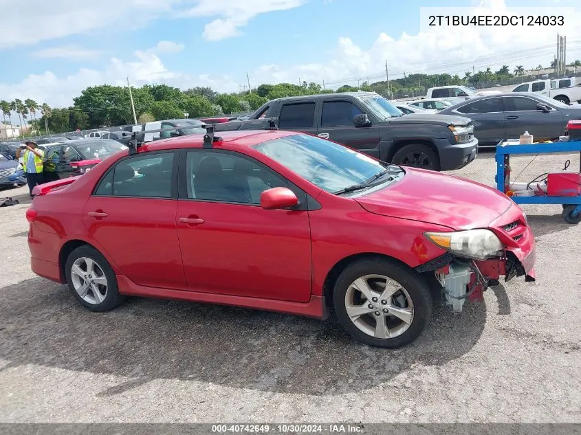 2013 Toyota Corolla S VIN: 2T1BU4EE2DC124033 Lot: 40742649