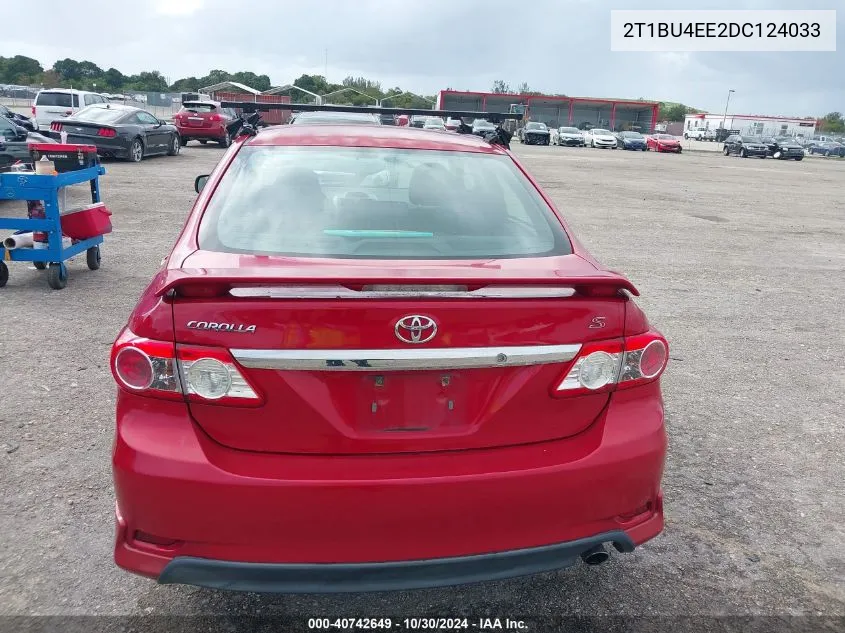 2013 Toyota Corolla S VIN: 2T1BU4EE2DC124033 Lot: 40742649