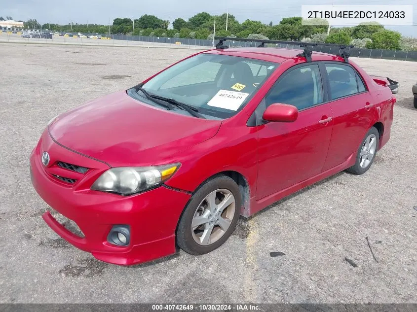 2013 Toyota Corolla S VIN: 2T1BU4EE2DC124033 Lot: 40742649