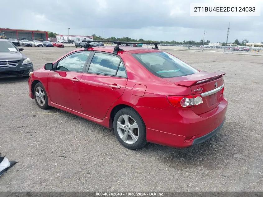 2013 Toyota Corolla S VIN: 2T1BU4EE2DC124033 Lot: 40742649