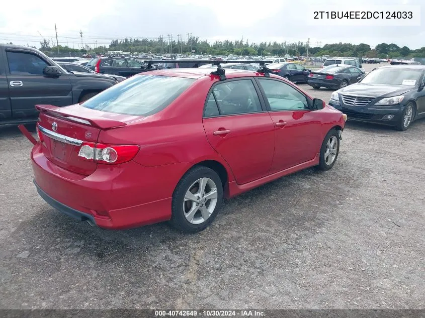 2013 Toyota Corolla S VIN: 2T1BU4EE2DC124033 Lot: 40742649