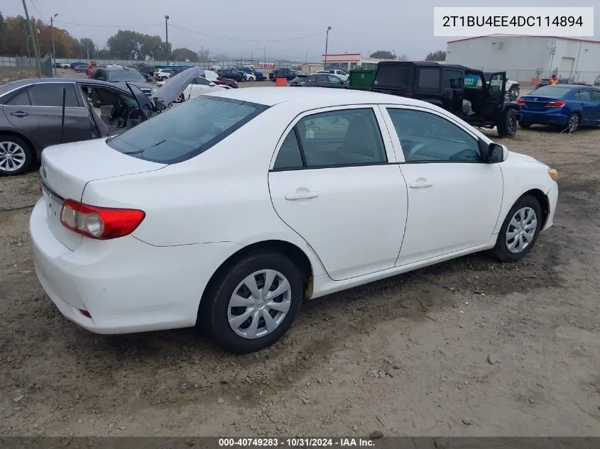 2013 Toyota Corolla L VIN: 2T1BU4EE4DC114894 Lot: 40749283