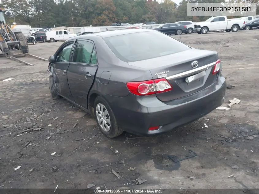 2013 Toyota Corolla L VIN: 5YFBU4EE3DP151581 Lot: 40812835