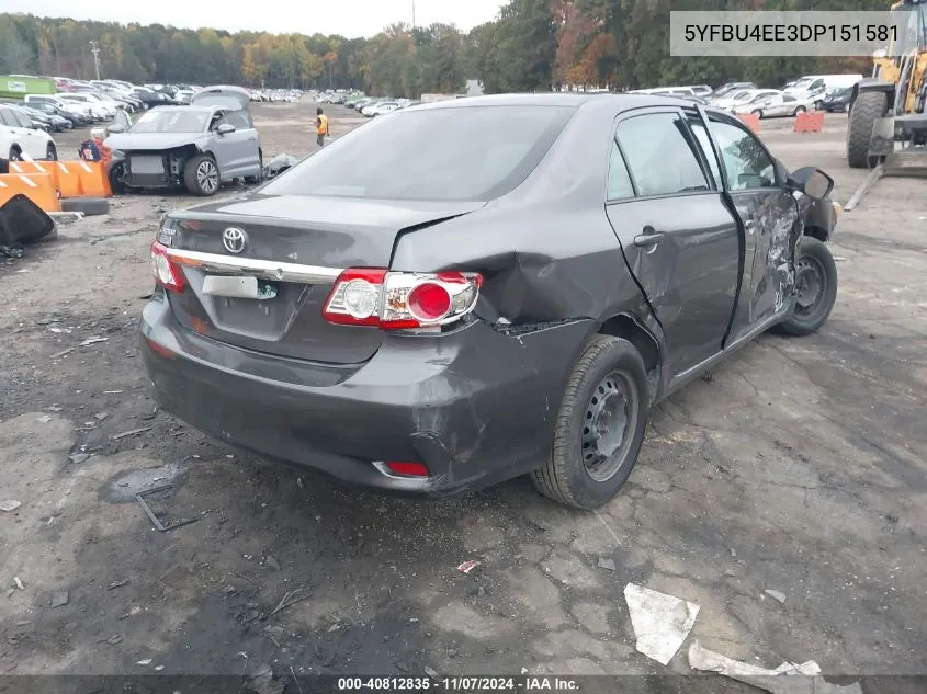 2013 Toyota Corolla L VIN: 5YFBU4EE3DP151581 Lot: 40812835