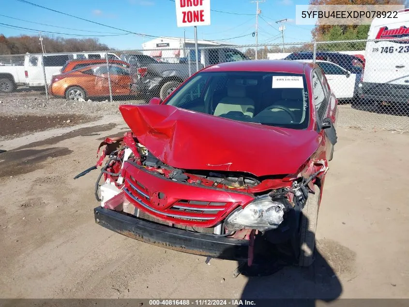 2013 Toyota Corolla Le VIN: 5YFBU4EEXDP078922 Lot: 40816488