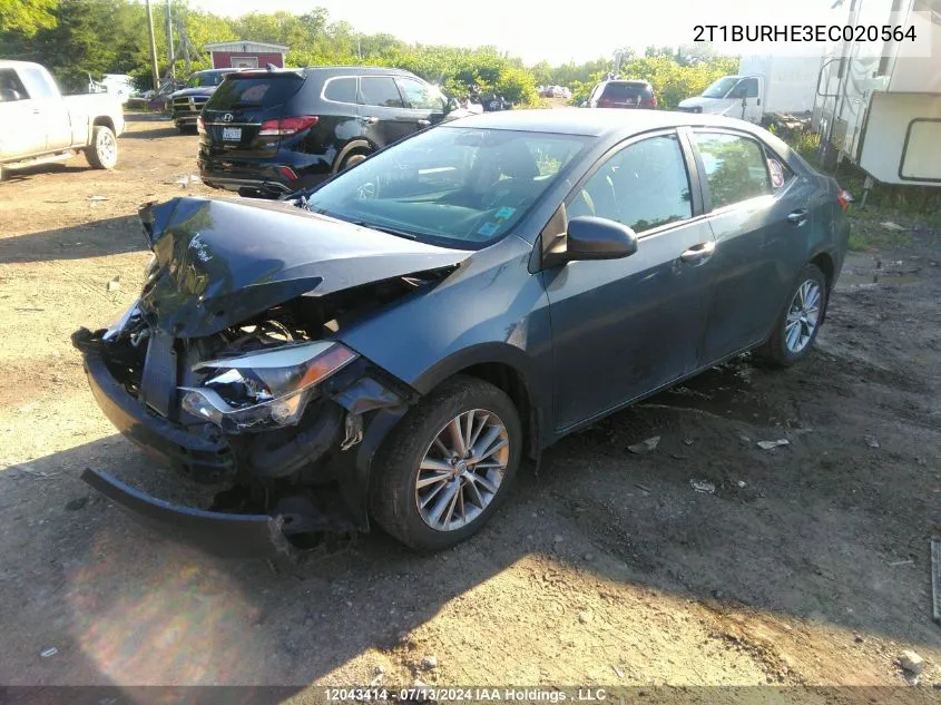 2T1BURHE3EC020564 2014 Toyota Corolla Le