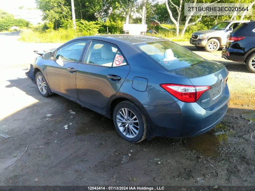 2T1BURHE3EC020564 2014 Toyota Corolla Le