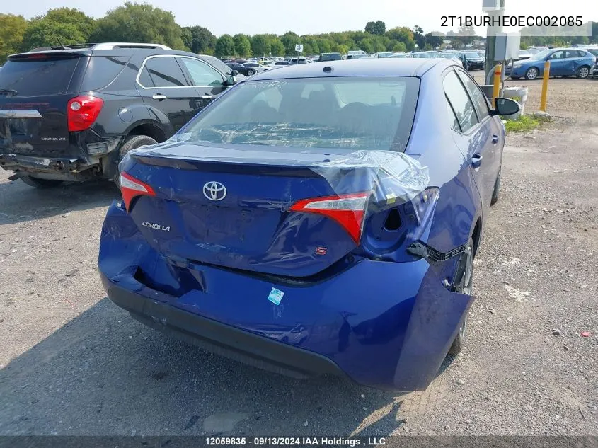 2014 Toyota Corolla L/Le/Le Pls/Prm/S/S Pls VIN: 2T1BURHE0EC002085 Lot: 12059835