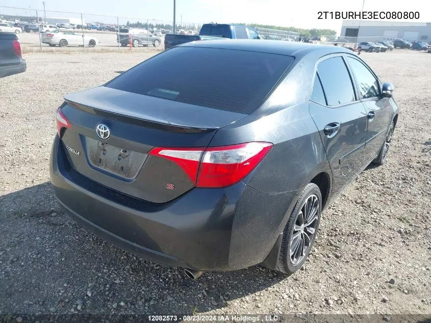 2014 Toyota Corolla L/Le/Le Pls/Prm/S/S Pls VIN: 2T1BURHE3EC080800 Lot: 12082573