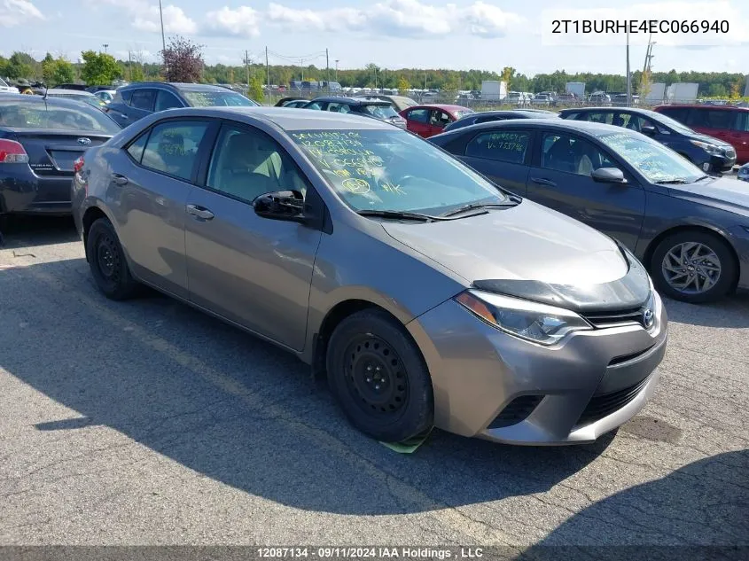 2014 Toyota Corolla L/Le/Le Pls/Prm/S/S Pls VIN: 2T1BURHE4EC066940 Lot: 12087134