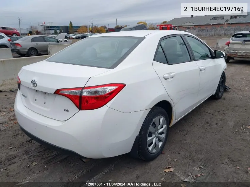 2014 Toyota Corolla L/Le/Le Pls/Prm/S/S Pls VIN: 2T1BURHE4EC197169 Lot: 12087581