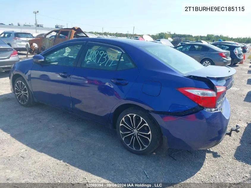 2014 Toyota Corolla L/Le/Le Pls/Prm/S/S Pls VIN: 2T1BURHE9EC185115 Lot: 12089394