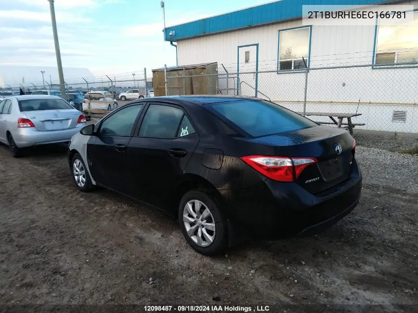 2014 Toyota Corolla L/Le/Le Pls/Prm/S/S Pls VIN: 2T1BURHE6EC166781 Lot: 12098487