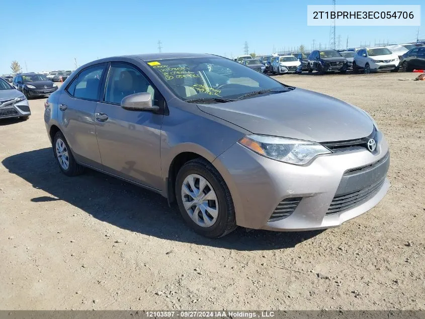 2014 Toyota Corolla Le Eco/Le Eco Upgrade VIN: 2T1BPRHE3EC054706 Lot: 12103597