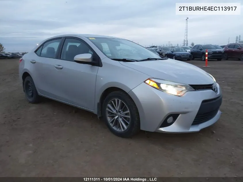 2014 Toyota Corolla L/Le/Le Pls/Prm/S/S Pls VIN: 2T1BURHE4EC113917 Lot: 12111311