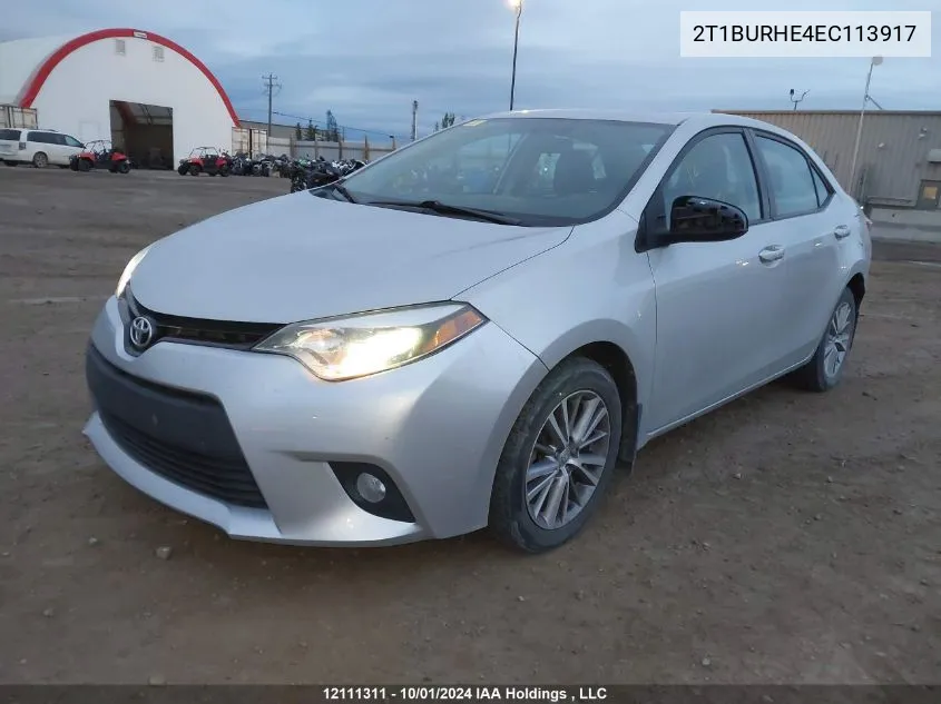 2014 Toyota Corolla L/Le/Le Pls/Prm/S/S Pls VIN: 2T1BURHE4EC113917 Lot: 12111311